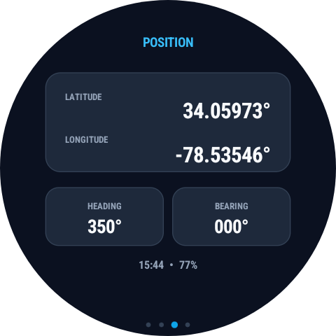 GPS position ReelPoints Wear OS screen